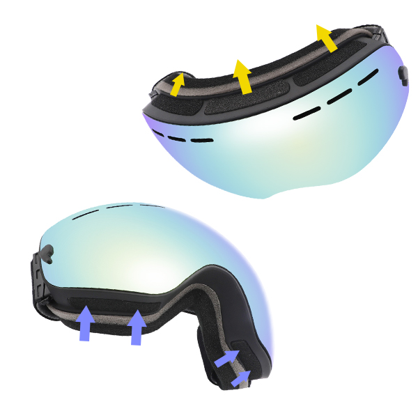 Frameless/Rimless TPU Mirrored UV Protection Ski Goggles - Bang Long