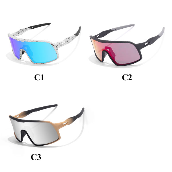 Mirrored Coating Lens Full Frame Cycling Sport Sunglasses - Bang Long