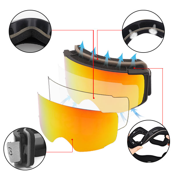 OTG Cylinder Magnetic UV Protection Fashionable Ski Goggles - Bang Long