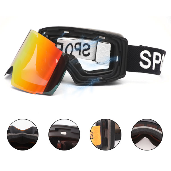 OTG Cylinder Magnetic UV Protection Fashionable Ski Goggles - Bang Long