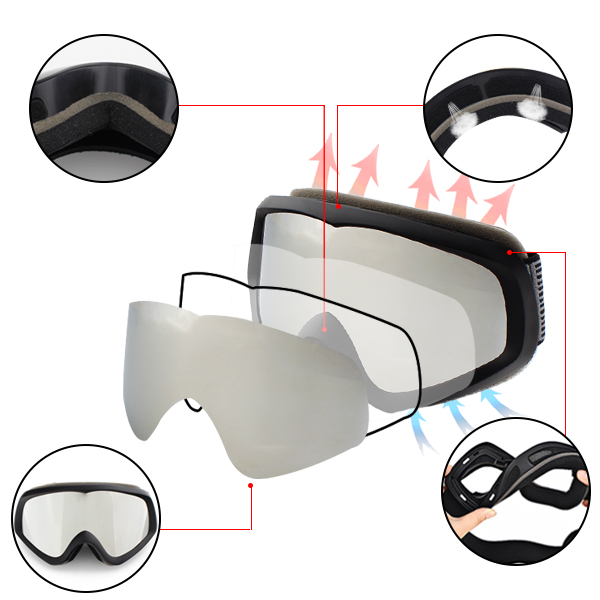 Dual Lens Reflective Ski Goggles For Kids - Bang Long