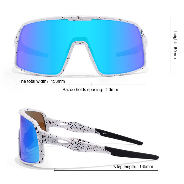 Mirrored Coating Lens Full Frame Cycling Sport Sunglasses - Bang Long