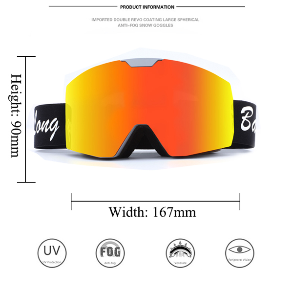 Cylinder Coating Magnetic Lens Ski Goggles For Skiing - Bang Long