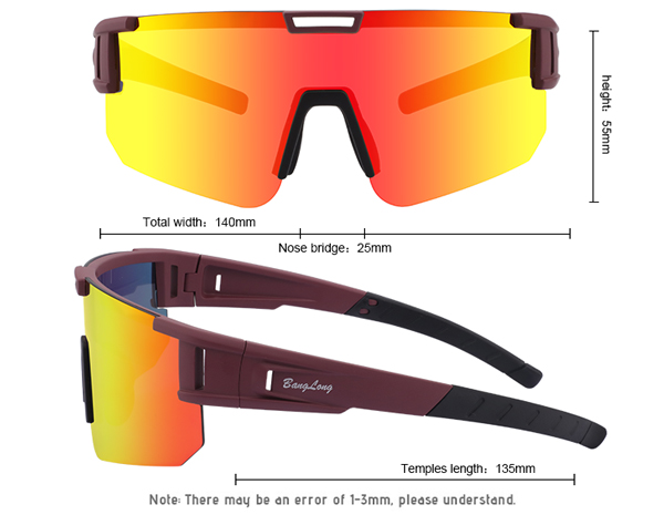 Mirrored Coating MTB Sunglasses For Wind Protection - Bang Long