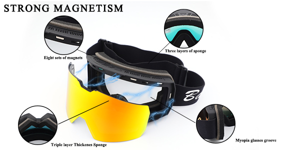 Cylinder Coating Magnetic Lens Ski Goggles For Skiing - Bang Long